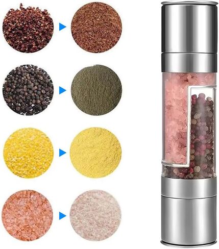 Salt and Pepper Grinder Set Combo - Pepper Shakers Mill Refillable Manual - Stainless Steel Lid - Adjustable Coarseness - Fits in Home,Kitchen,Barbecue in Saudi Arabia