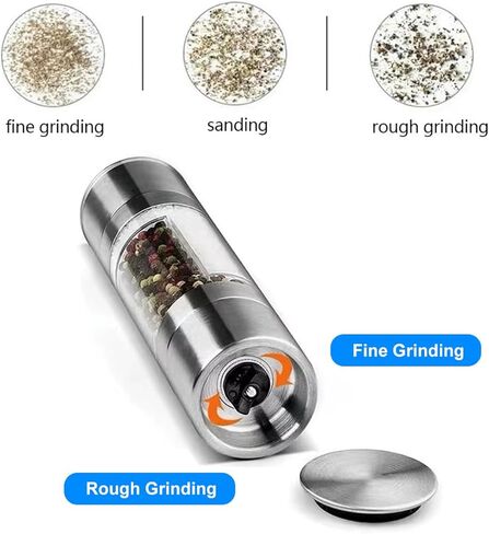 Salt and Pepper Grinder Set Combo - Pepper Shakers Mill Refillable Manual - Stainless Steel Lid - Adjustable Coarseness - Fits in Home,Kitchen,Barbecue in Saudi Arabia