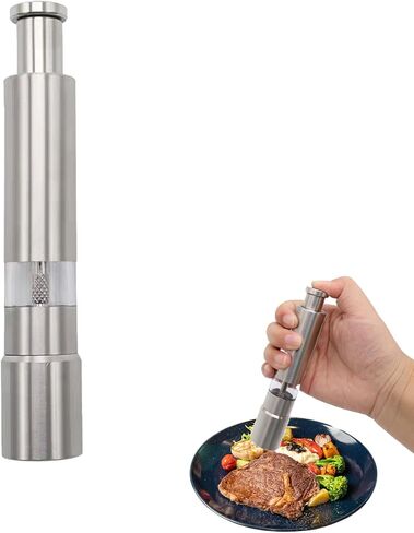 قطعة واحدة من مطحنة الملح والفلفل، مطحنة ملح وفلفل من الفولاذ المقاوم للصدأ الحديثة، للفلفل الأسود وملح البحر وملح الهيمالايا والتوابل والملح (فضي) in Kuwait