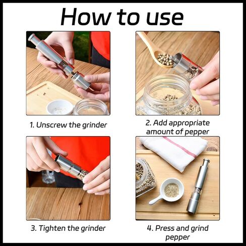 قطعة واحدة من مطحنة الملح والفلفل، مطحنة ملح وفلفل من الفولاذ المقاوم للصدأ الحديثة، للفلفل الأسود وملح البحر وملح الهيمالايا والتوابل والملح (فضي) in Kuwait
