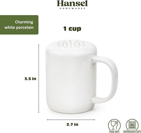 White Cinnamon Sugar Shaker Dispenser – Coffee Station Accessories & Bar Essentials – Porcelain Powdered Sugar & Pumpkin Spice Duster for Chocolate, Nutmeg & More – Gift for Bakers and Latte Lovers in Kuwait