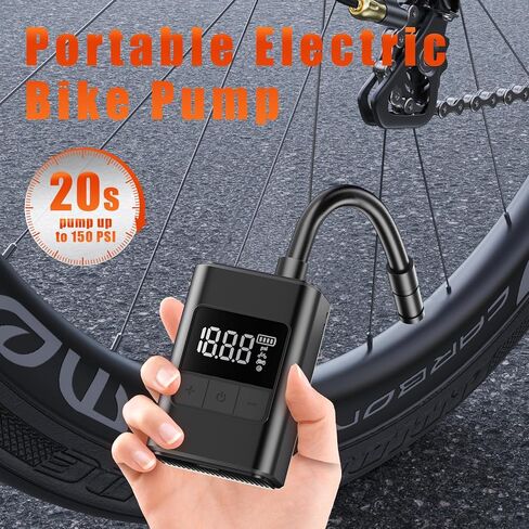 160PSI Electric Mini Bike Tire Pump Portable, Fast Bicycle Pump with Digital Display Pressure Gauge, Air Pump for Mountain Bike, Moto and Balls in Saudi Arabia