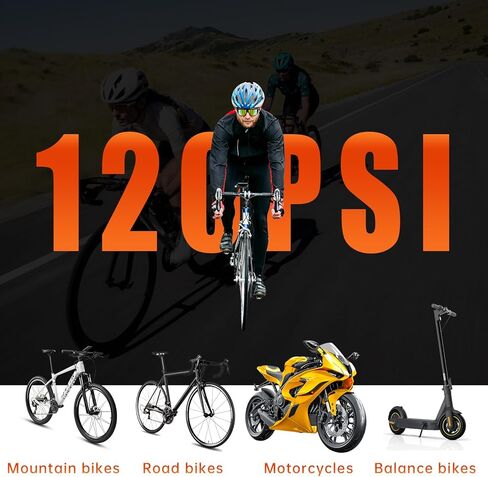 160PSI Electric Mini Bike Tire Pump Portable, Fast Bicycle Pump with Digital Display Pressure Gauge, Air Pump for Mountain Bike, Moto and Balls in Saudi Arabia