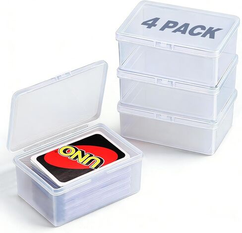 4PCS Game Card Storage Box, Clear Plastic UNO Card Case, High Capacity Card Holders for Playing Cards (NO Cards) in Saudi Arabia