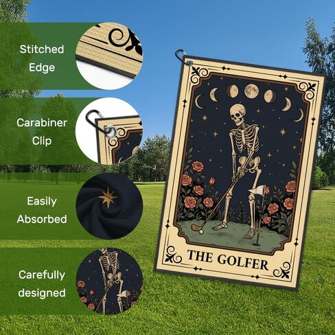 The Golfer Golf Towel with Clip, Retro Skeleton Golf Bag Accessories, Golfing Accessories for Men Women, Halloween Birthday Retirement Gifts for Golfer, Golfing Gifts for Friend Sister Grandpa in Saudi Arabia
