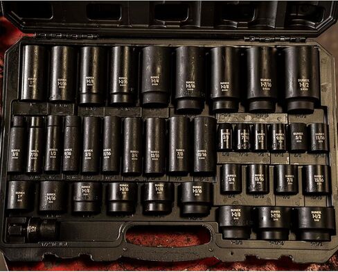SUNEX TOOLS 2668, 1/2 Inch Drive Master Impact Socket Set, 39-Piece, SAE, 3/8" - 1-1/2", Standard/Deep, Cr-Mo Steel, Heavy Duty Storage Case, Includes Universal Joint in Saudi Arabia