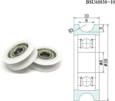 4 قطع 8x30x10 بوم U-شكل محمل العجلة بكرة BSU60830-10 بوم R3 مم U المسار دليل الأخدود الأسطوانة 8*30*10 in Kuwait