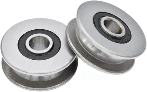 2 Pieces Metal Pulley Roller Bearing Pulley Mechanical Guide Wheel Sliding Track Roller Pulley 10x40x14mm(U8x40x12 R 5) in Saudi Arabia