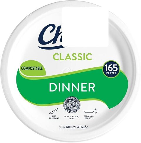 Heavy-Duty Paper Dinner Plates – 10 3/8" Disposable Plates, Grease-Resistant & Cut-Resistant – 165 Count Bulk Pack for Parties, Catering, or Everyday Use in Saudi Arabia