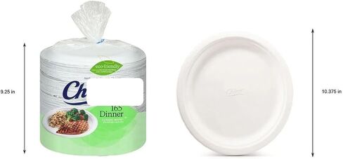 Heavy-Duty Paper Dinner Plates – 10 3/8" Disposable Plates, Grease-Resistant & Cut-Resistant – 165 Count Bulk Pack for Parties, Catering, or Everyday Use in Saudi Arabia