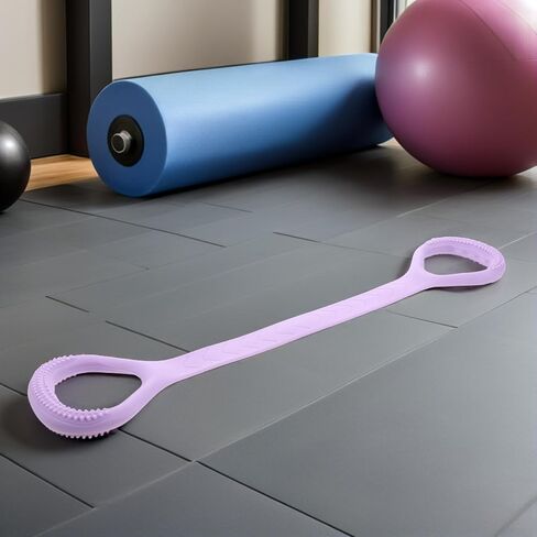 حبل سحب مرن للياقة البدنية من الشكل 8 للنساء من السيليكون الأرجواني، معدات تدريب قابلة للتمدد للظهر والكتف in Kuwait