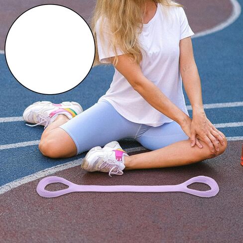 حبل سحب مرن للياقة البدنية من الشكل 8 للنساء من السيليكون الأرجواني، معدات تدريب قابلة للتمدد للظهر والكتف in Kuwait