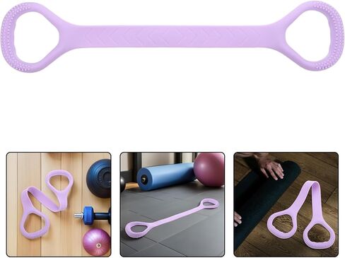 حبل سحب مرن للياقة البدنية من الشكل 8 للنساء من السيليكون الأرجواني، معدات تدريب قابلة للتمدد للظهر والكتف in Kuwait