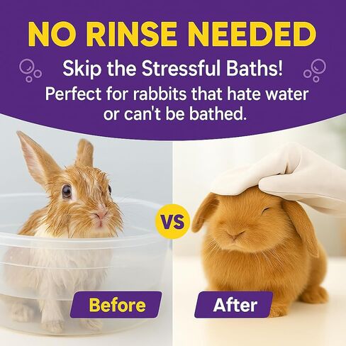 Rabbit Bath Wipes - Disposable Glove Design, Waterless No-Blow Clean, for Bunny Paws, Fur, Bottoms & Sensitive Areas, 6-Count (Pet Gloves Wipes 3 Packs (18 Pieces)) in Saudi Arabia