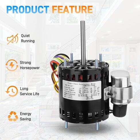 محرك مروحة التبريد متوافق مع Fasco D1127 9721، HeatCraft5008S 5008T، Bohn25309101، Century 9650 AO Smith 965، محرك HVAC، 1/12HP 1550RPM 115/230V، 60 هرتز 1.1/0.6 أمبير in Kuwait