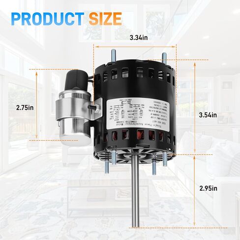 محرك مروحة التبريد متوافق مع Fasco D1127 9721، HeatCraft5008S 5008T، Bohn25309101، Century 9650 AO Smith 965، محرك HVAC، 1/12HP 1550RPM 115/230V، 60 هرتز 1.1/0.6 أمبير in Kuwait