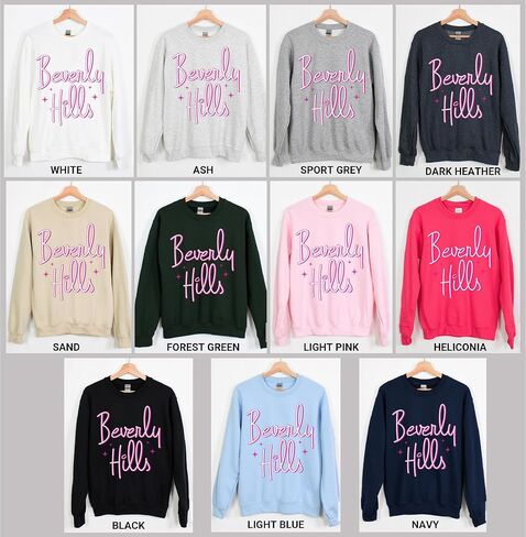 TEEAMORE Beverly Hills Sweatshirt & Hoodie Pink Print Sweatshirt & Hoodie #0644 in Saudi Arabia