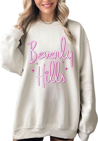 TEEAMORE Beverly Hills Sweatshirt & Hoodie Pink Print Sweatshirt & Hoodie #0644 in Saudi Arabia
