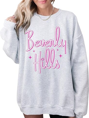 TEEAMORE Beverly Hills Sweatshirt & Hoodie Pink Print Sweatshirt & Hoodie #0644 in Saudi Arabia