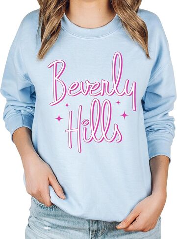 TEEAMORE Beverly Hills Sweatshirt & Hoodie Pink Print Sweatshirt & Hoodie #0644 in Saudi Arabia