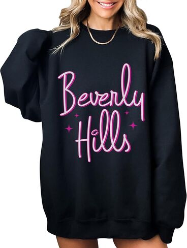 TEEAMORE Beverly Hills Sweatshirt & Hoodie Pink Print Sweatshirt & Hoodie #0644 in Saudi Arabia