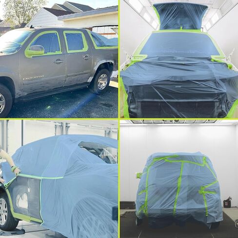 Tangibay Pre-Taped Masking Film for Painting - 22" x 66' Painters Plastic Sheeting with Automotive Paint Tape and Drape for Covering Cars, Walls, Windows and Furniture Protection (12 Rolls) in Saudi Arabia