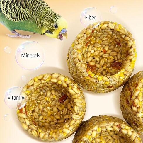 PINVNBY 3 PCS Parrot Treats Natural Grains Cockatiel Treats Bowl Shape Budgie Snacks Edible Bird Chewing Toys for Parrots Parakeet Conure Lovebird Finch Canary in Saudi Arabia