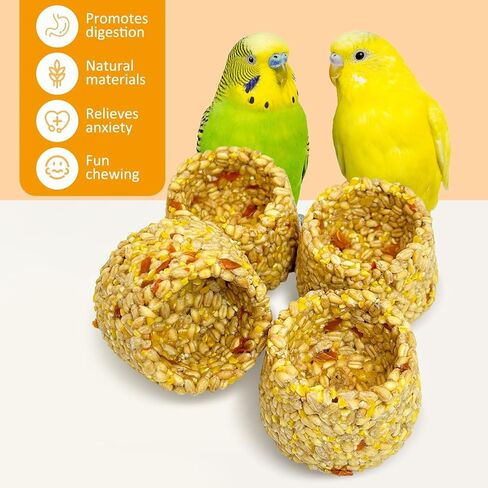PINVNBY 3 PCS Parrot Treats Natural Grains Cockatiel Treats Bowl Shape Budgie Snacks Edible Bird Chewing Toys for Parrots Parakeet Conure Lovebird Finch Canary in Saudi Arabia