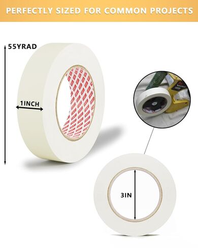 SWRT Masking Tape 1 Inch x 55 Yards – 4 Rolls (220 Yards Total), Strong Adhesive, Easy Tear, Clean Removal Painter’s Tape for Painting, Labeling, Crafts, Home & Office, White in Saudi Arabia