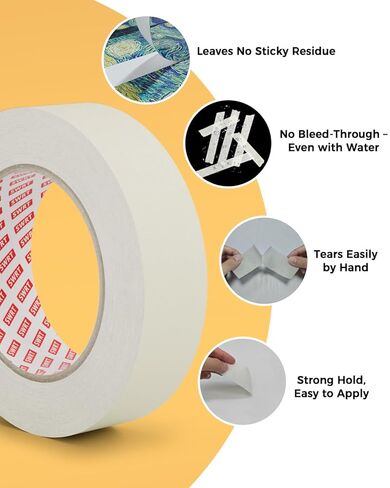 SWRT Masking Tape 1 Inch x 55 Yards – 4 Rolls (220 Yards Total), Strong Adhesive, Easy Tear, Clean Removal Painter’s Tape for Painting, Labeling, Crafts, Home & Office, White in Saudi Arabia