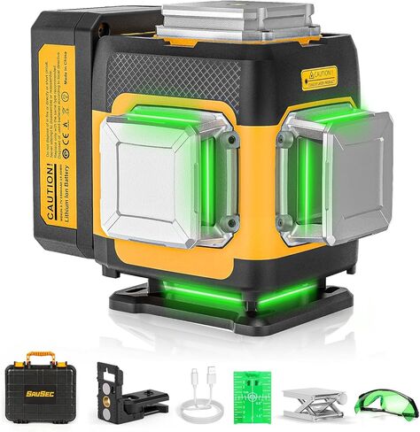 4 × 360 مستوى ليزر 360 درجة تسوية ذاتية، مستوى ليزر عالي السطوع 4D قابل لإعادة الشحن، مع وضع Pluse للخارج، حقيبة حمل صلبة، قاعدة رفع، نظارات، لوحة الهدف in Kuwait