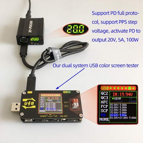 XY-PDS100 QC4.0 QC3.0 Type-C 100W وحدة شاحن سريع للهاتف المحمول متوافقة مع D، 53*46*21 مم، أسود in Saudi Arabia