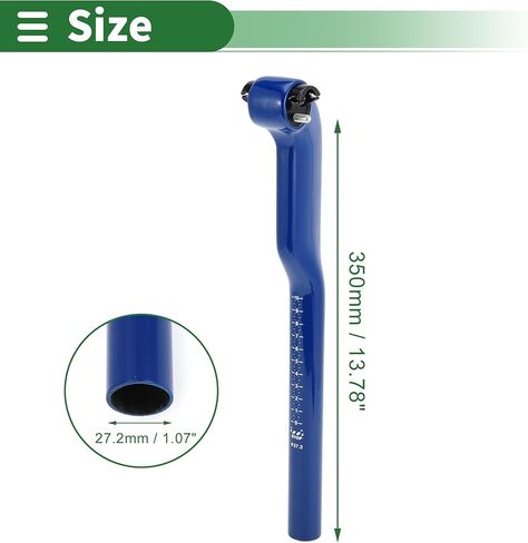 Motoforti Universal Bike Seat Posts Bike Saddle Post Seat Tube 27.2x350mm 25° Height Adjustable Carbon Fiber Blue 1 Pc in Saudi Arabia