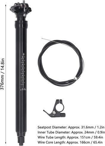 Bike Seat Post, Hydraulic Lifting with Internal Routing Adjustable Height Seat Tube for Mountain & Road Cycling - 170mm Travel Range in Saudi Arabia