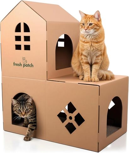 Fresh Patch Cat Condo, Cardboard, Multiple Levels with Scratcher Pads and Peek-a-Boo Holes in Saudi Arabia