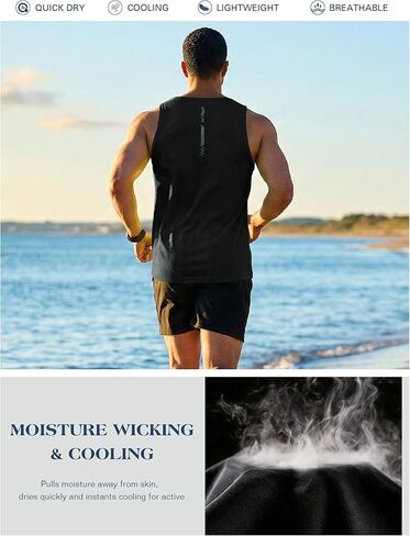 قمصان KPSUN الرجالية بدون أكمام سريعة الجفاف لرياضة اللياقة البدنية واللياقة البدنية والعضلات للشاطئ والجري والتمارين الكاجوال in Kuwait
