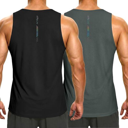 قمصان KPSUN الرجالية بدون أكمام سريعة الجفاف لرياضة اللياقة البدنية واللياقة البدنية والعضلات للشاطئ والجري والتمارين الكاجوال in Kuwait