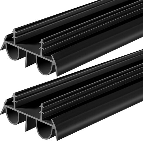2 Pcs 36" Double Bubble Kerf Door Sweep 1-3/4" Wide Weatherstrip Seal for Exterior Doors,Draft Stopper for Energy Efficiency & Draft Protection,Blocks Dust (Black) in Saudi Arabia