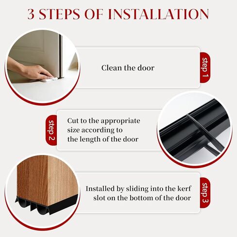 2 Pcs 36" Double Bubble Kerf Door Sweep 1-3/4" Wide Weatherstrip Seal for Exterior Doors,Draft Stopper for Energy Efficiency & Draft Protection,Blocks Dust (Black) in Saudi Arabia