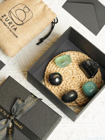 Zuria House Protection Crystals Set, 5 EMF Protection Crystals Stones - Black Tourmaline Fluorite Hematite Crystal Shungite Amazonite, EMF Protection Rocks for Travel Office Spiritual New Home Gift in Saudi Arabia