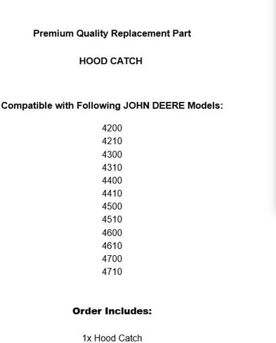 بديل لغطاء محرك John Deere يناسب AM123163 Hood Catch OEM in Saudi Arabia