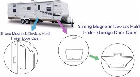 Diydeg المغناطيسي الأمتعة الباب الصيد وحامل عدة، 4 زوج أسود RV باب التخزين مع 16 مسامير، RV المغناطيسي الباب الصيد لمقاطع الربيع البلاستيكية المعسكر السيارات المنازل in Kuwait