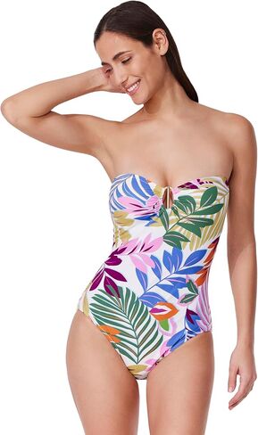 Profile by Gottex Bandeau One Piece- Matte Gold Insert, Built-in Soft Cups, Adjustable Removable Straps, Front & Back Lining in Saudi Arabia