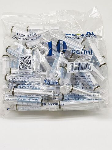 محقنة UltraFlo للفم مع غطاء 10 مل - معقمة - طرف غريب الأطوار - 2 ملعقة صغيرة - قضيب غطاس على شكل حلقة دائرية سعة 10 سم مكعب - الكمية 50 in Saudi Arabia