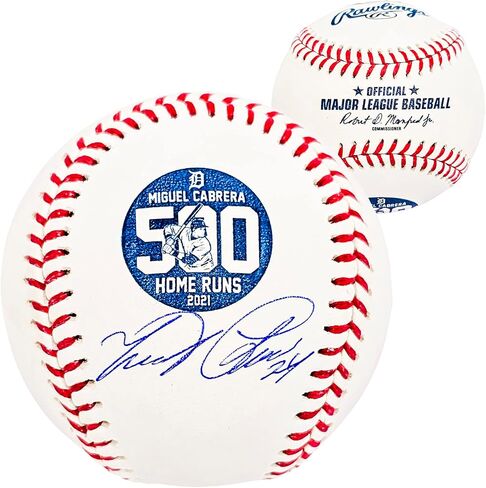 Miguel Cabrera Autographed Official M.L.B 500 Home Run HR Logo Baseball Detroit Beckett BAS Witness Stock #212231 in Saudi Arabia