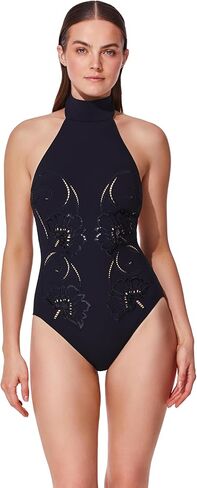 Gottex Hokkaido One Piece - Sequin Embroidered Design, Mock Neckline with Back Button Closure, Removable Soft Cups in Saudi Arabia