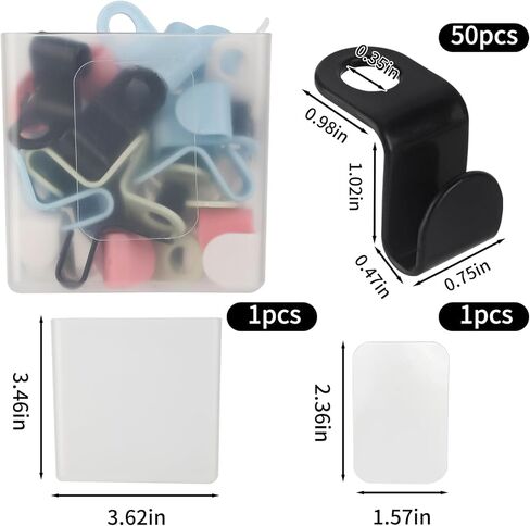 50-Pack Clothes Hanger Connector Hooks - Space-Saving Closet Set, 5-Color with Storage Box & Strong Adhesive Pads, Fits Thin-Neck Hangers (<0.35in) - Ideal for Small Closets, Dorms, Apartments in Saudi Arabia