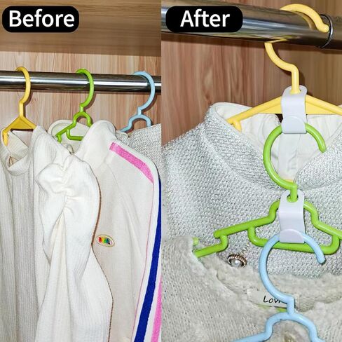 50-Pack Clothes Hanger Connector Hooks - Space-Saving Closet Set, 5-Color with Storage Box & Strong Adhesive Pads, Fits Thin-Neck Hangers (<0.35in) - Ideal for Small Closets, Dorms, Apartments in Saudi Arabia