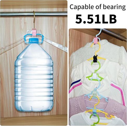 50-Pack Clothes Hanger Connector Hooks - Space-Saving Closet Set, 5-Color with Storage Box & Strong Adhesive Pads, Fits Thin-Neck Hangers (<0.35in) - Ideal for Small Closets, Dorms, Apartments in Saudi Arabia