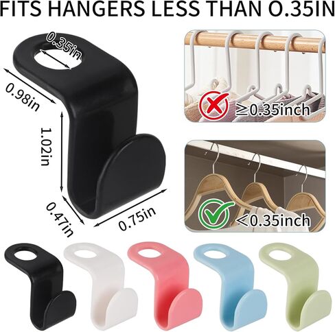 50-Pack Clothes Hanger Connector Hooks - Space-Saving Closet Set, 5-Color with Storage Box & Strong Adhesive Pads, Fits Thin-Neck Hangers (<0.35in) - Ideal for Small Closets, Dorms, Apartments in Saudi Arabia